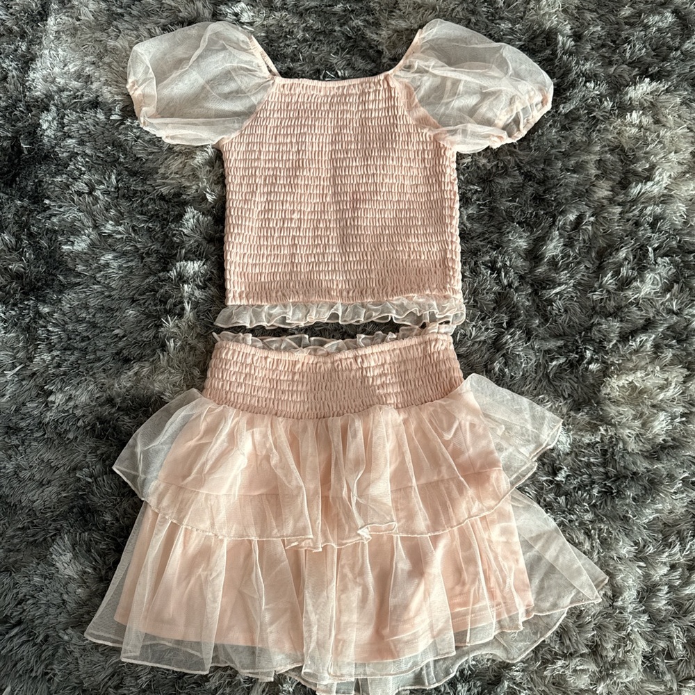 Pink Smocked Top and Skirt Set Art Class